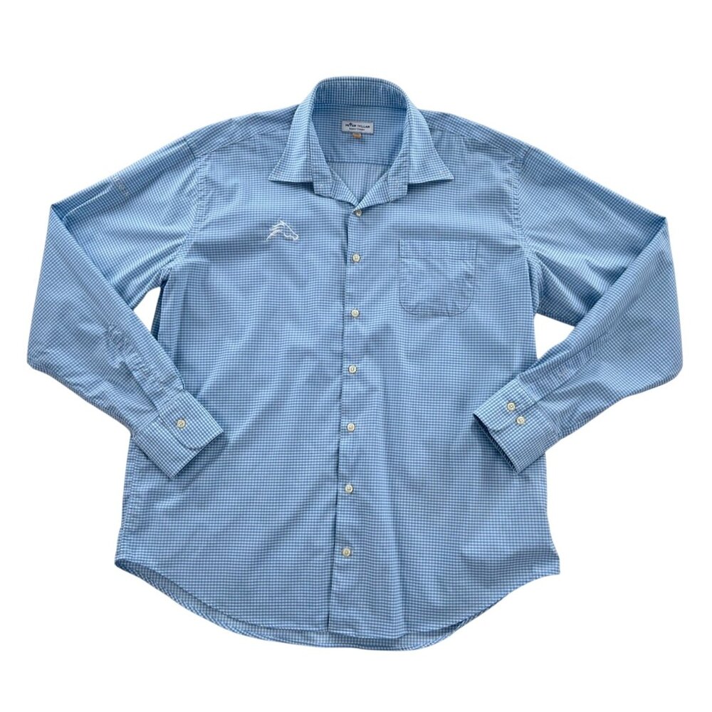 Peter Millar Summer Comfort Blue Check Button Down Shirt XL